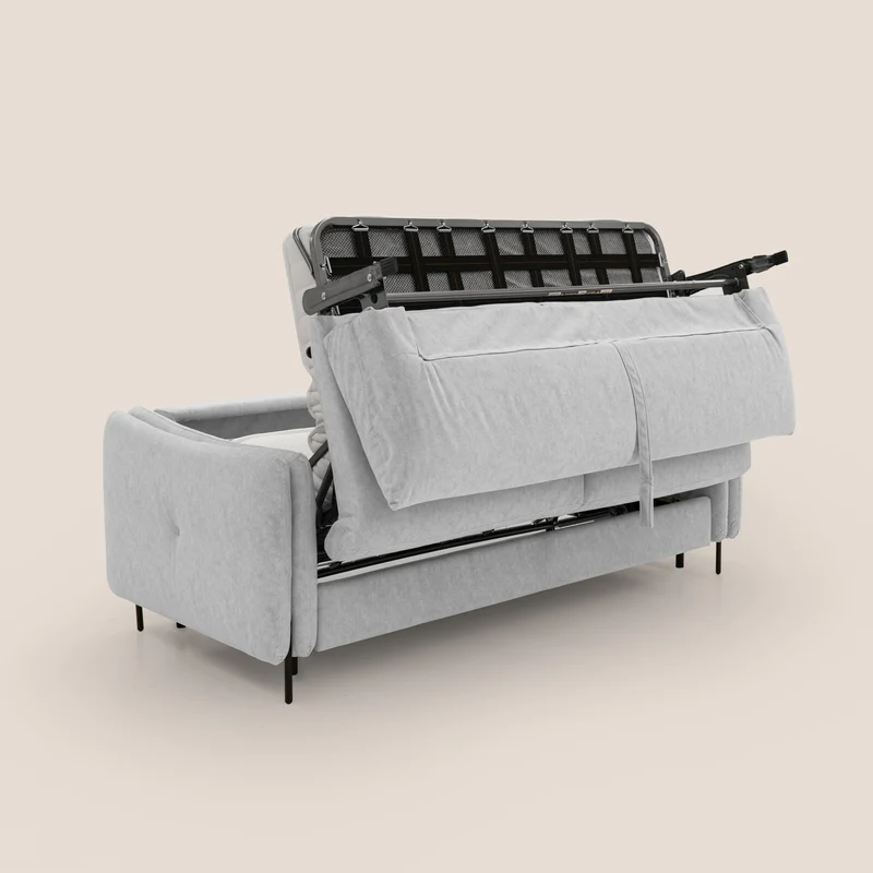 Gregory Canapé-lit avec matelas h18 cm en microfibre effet velours imperméable T09 gris clair