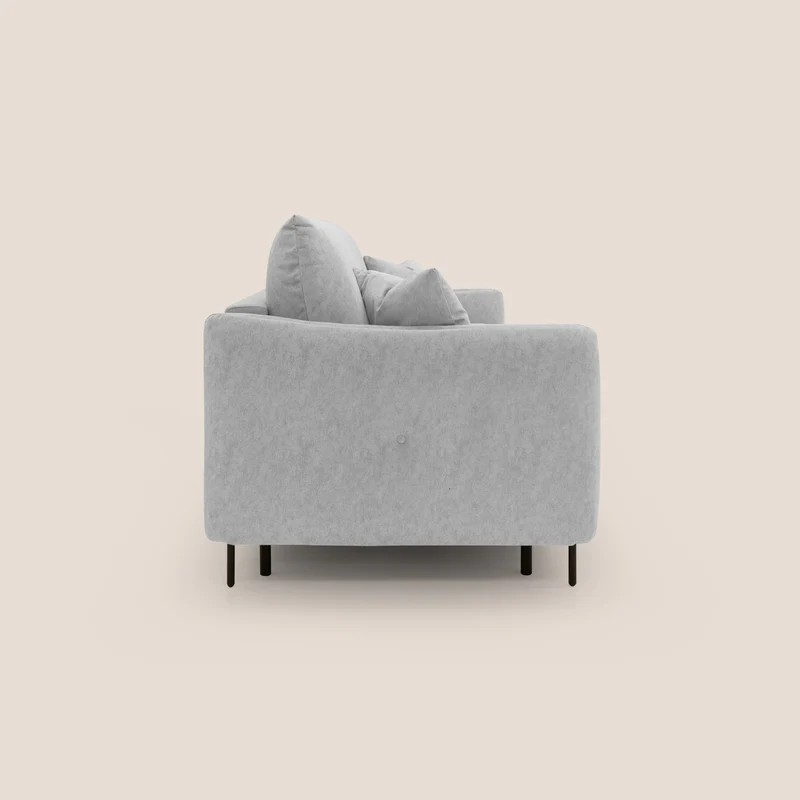 Gregory Canapé-lit avec matelas h18 cm en microfibre effet velours imperméable T09 gris clair