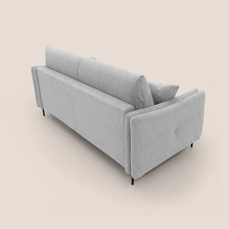Gregory Canapé-lit avec matelas h18 cm en microfibre effet velours imperméable T09 gris clair