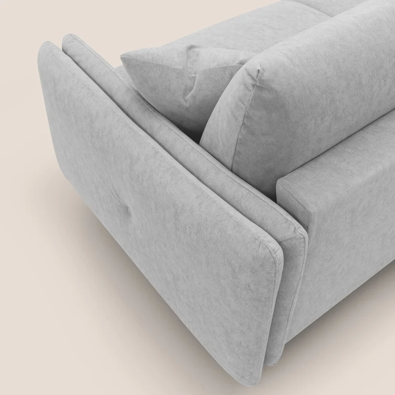 Gregory Canapé-lit avec matelas h18 cm en microfibre effet velours imperméable T09 gris clair