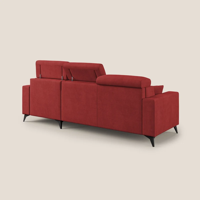 Pegaso canapé convertible d'angle avec têtières inclinables en tissu doux imperméable T02 rouge