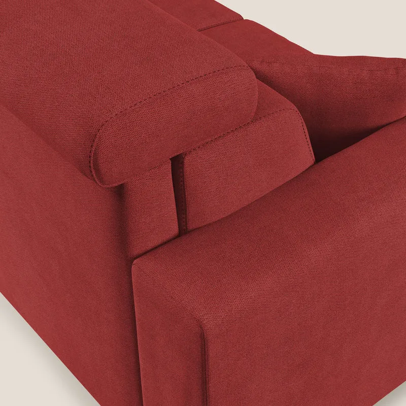Pegaso canapé convertible d'angle avec têtières inclinables en tissu doux imperméable T02 rouge