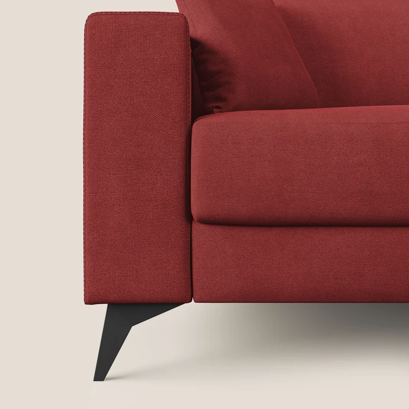 Pegaso canapé convertible d'angle avec têtières inclinables en tissu doux imperméable T02 rouge