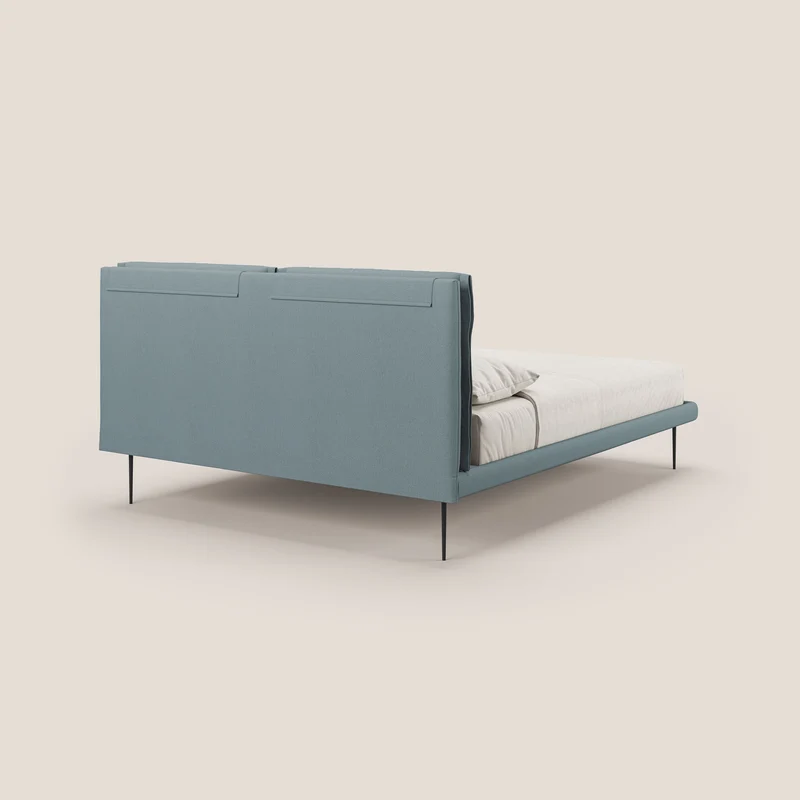 Noah lit avec coussins réglables et pieds hauts en métal en tissu détachable T05 bleu gris