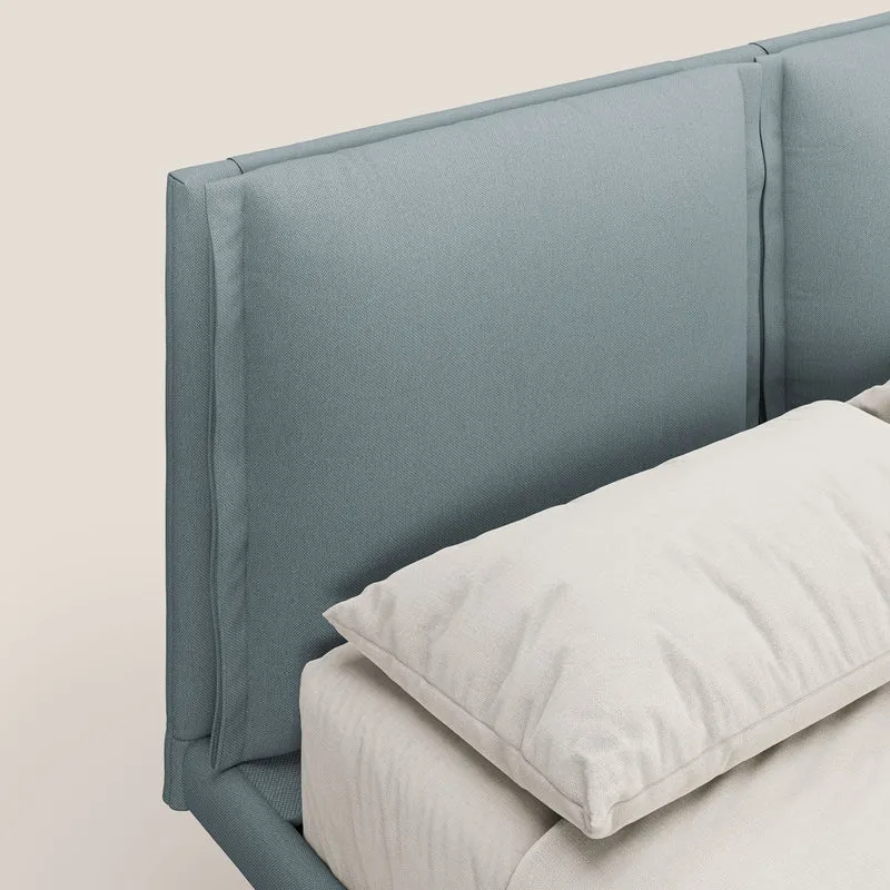 Noah lit avec coussins réglables et pieds hauts en métal en tissu détachable T05 bleu gris