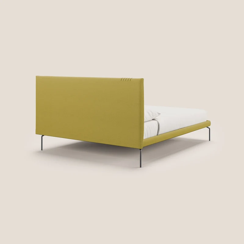 Finn lit rembourré avec pieds hauts en métal en tissu détachable T05 jaune