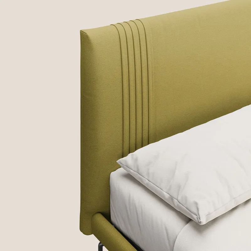 Finn lit rembourré avec pieds hauts en métal en tissu détachable T05 jaune