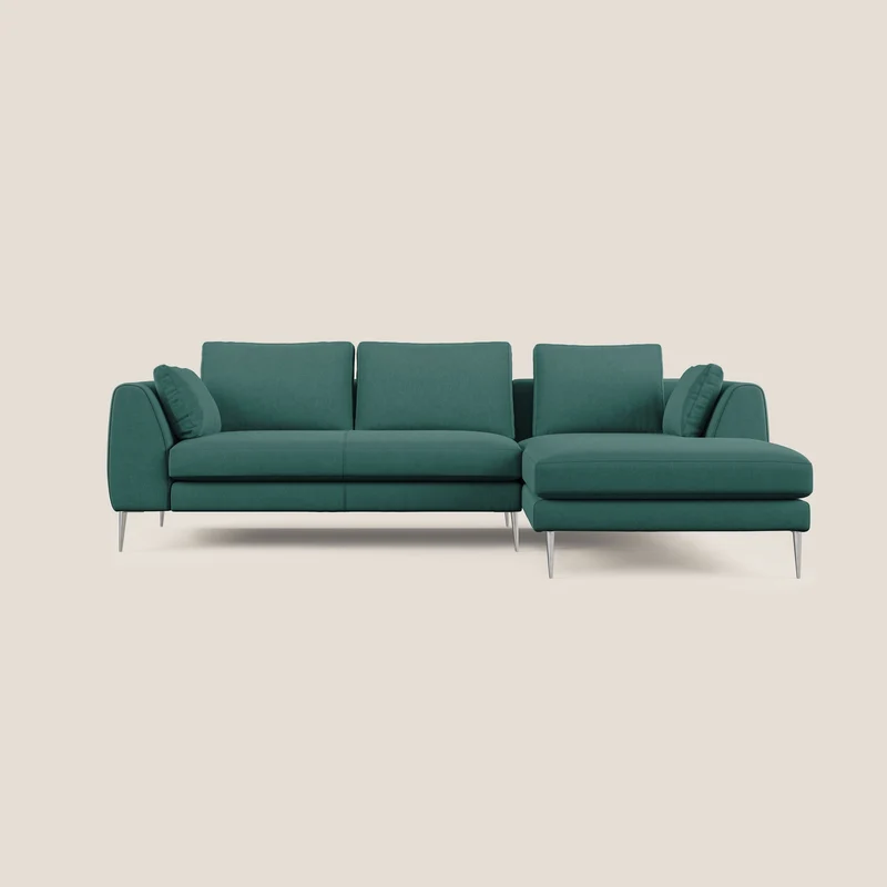 Plano canapé d'angle moderne en microfibre technique détachable T11 bleu canard