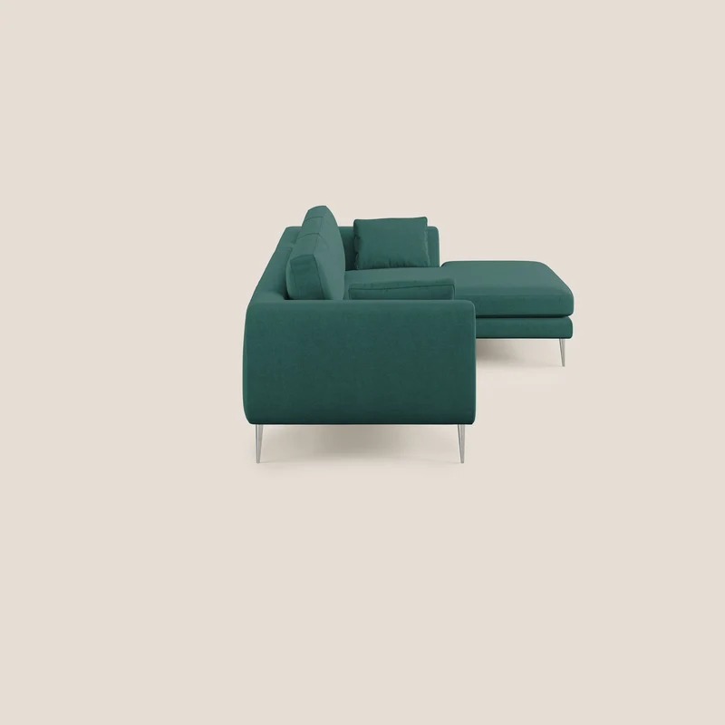 Plano canapé d'angle moderne en microfibre technique détachable T11 bleu canard