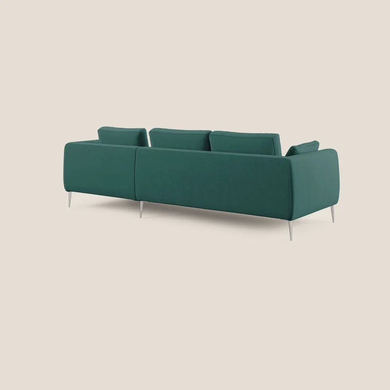 Plano canapé d'angle moderne en microfibre technique détachable T11 bleu canard