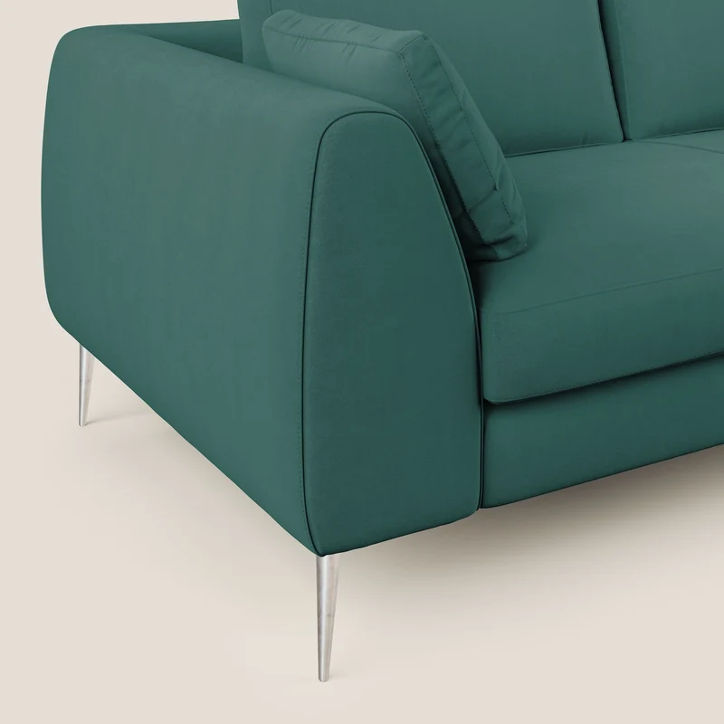 Plano canapé d'angle moderne en microfibre technique détachable T11 bleu canard