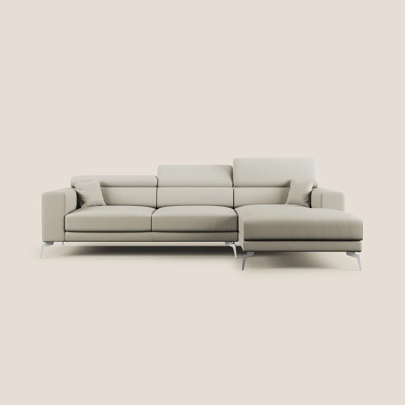 Blade Canapé d'angle moderne avec têtières inclinables en Similicuir T04 Taupe tortora