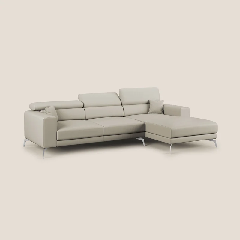 Blade Canapé d'angle moderne avec têtières inclinables en Similicuir T04 Taupe tortora