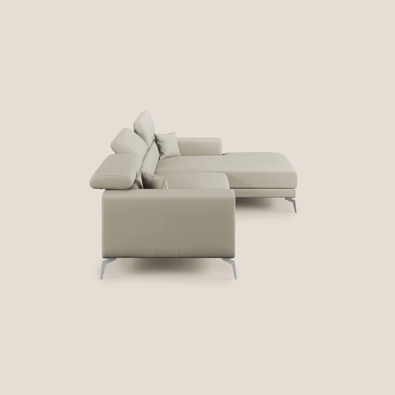 Blade Canapé d'angle moderne avec têtières inclinables en Similicuir T04 Taupe tortora