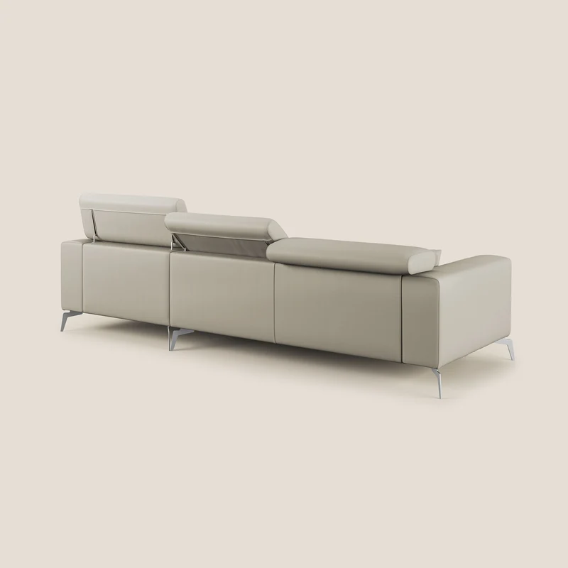 Blade Canapé d'angle moderne avec têtières inclinables en Similicuir T04 Taupe tortora