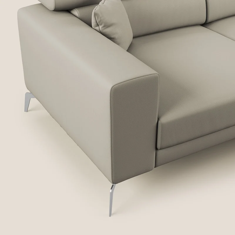 Blade Canapé d'angle moderne avec têtières inclinables en Similicuir T04 Taupe tortora