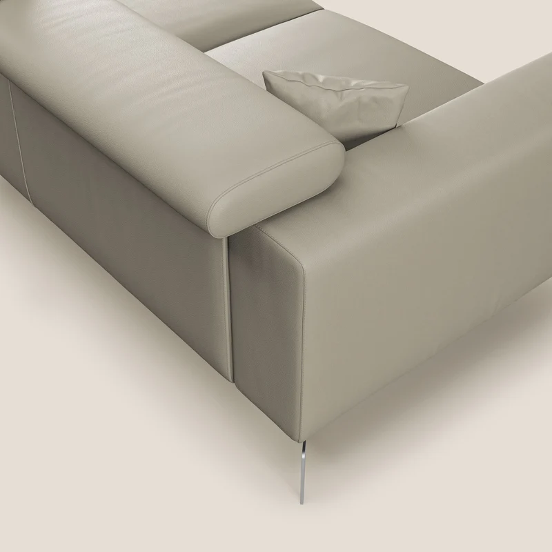 Blade Canapé d'angle moderne avec têtières inclinables en Similicuir T04 Taupe tortora