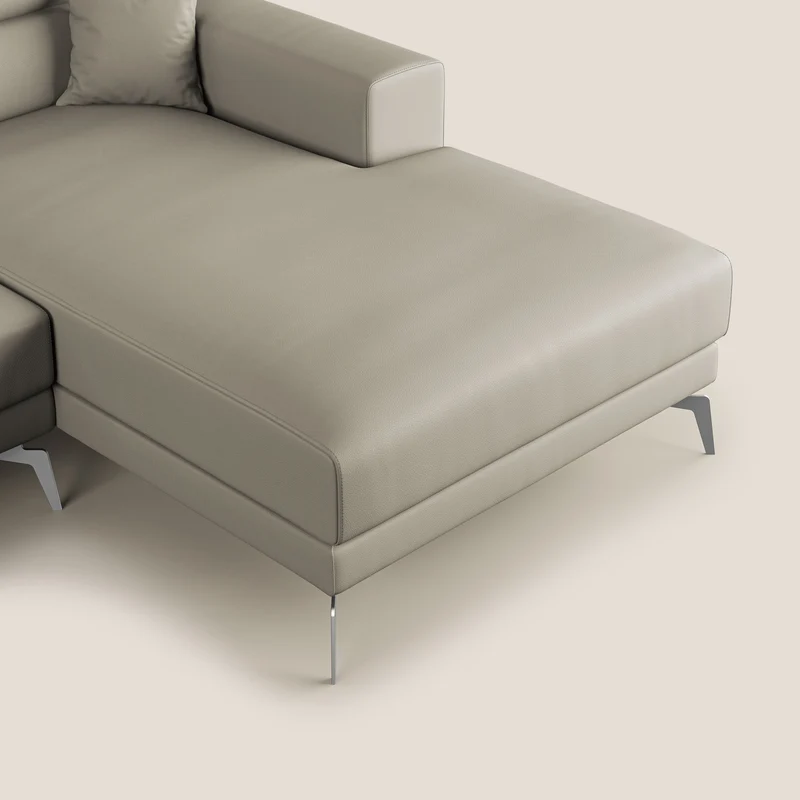 Blade Canapé d'angle moderne avec têtières inclinables en Similicuir T04 Taupe tortora