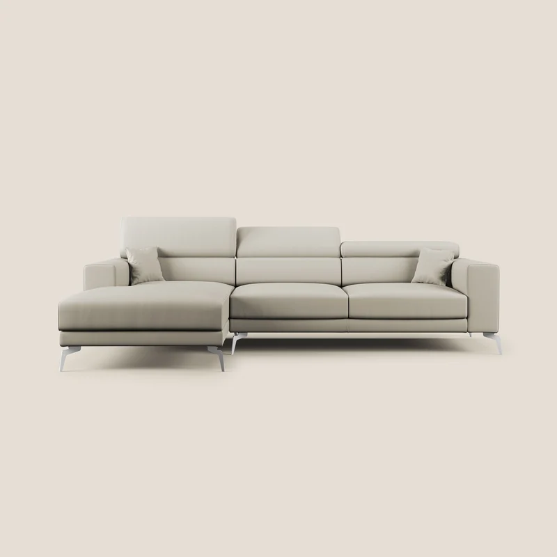Blade Canapé d'angle moderne avec têtières inclinables en Similicuir T04 Taupe tortora
