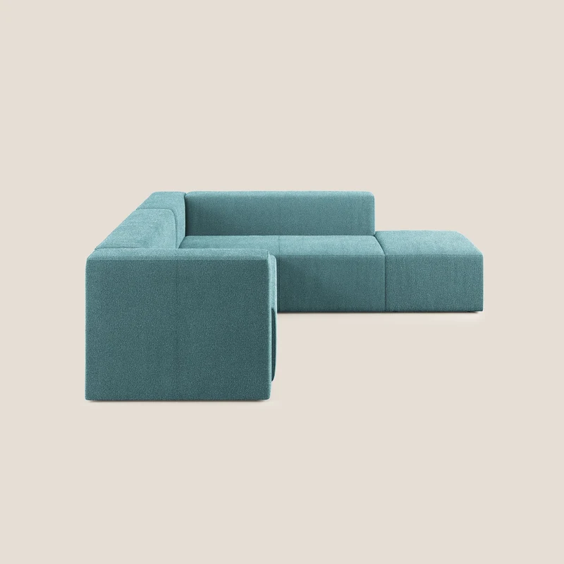 Nettuno canapé d'angle modulable en bouclette douce T07 bleu ciel