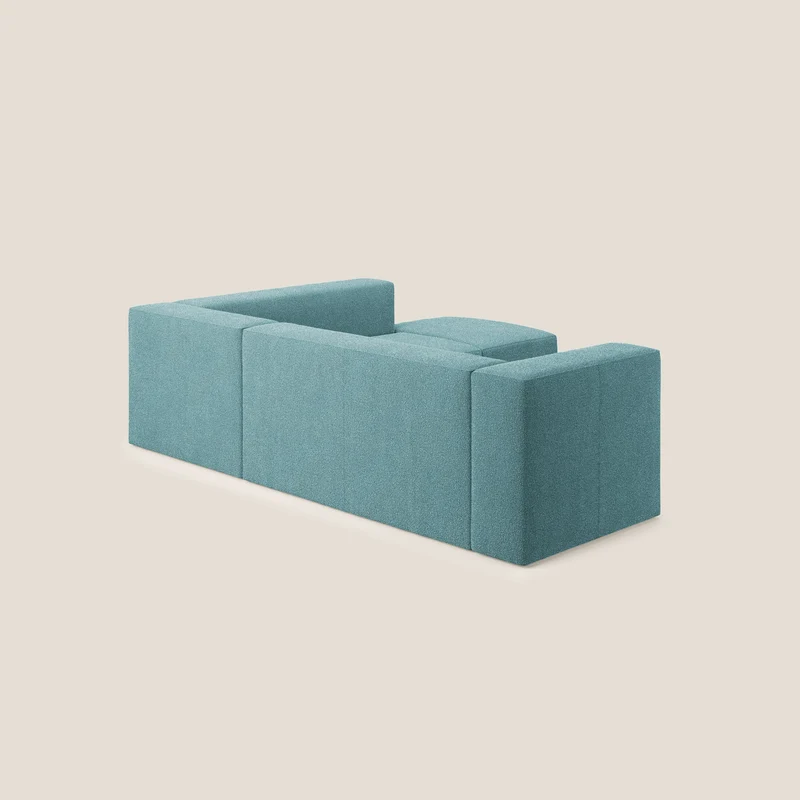 Nettuno canapé d'angle modulable en bouclette douce T07 bleu ciel