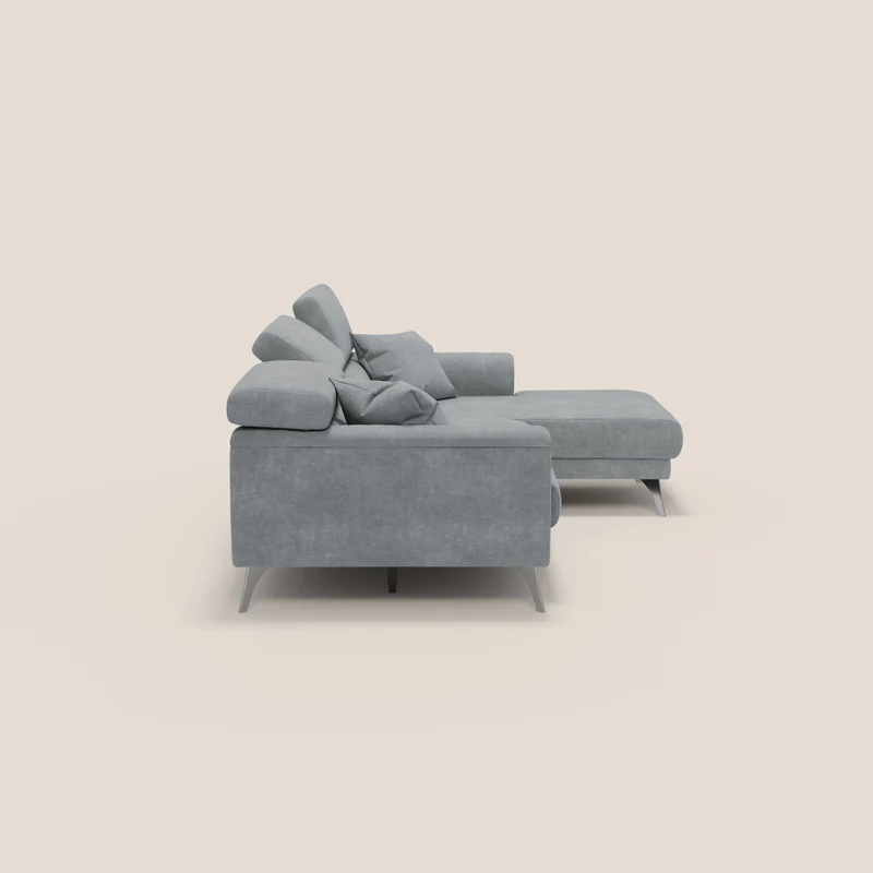 Caravaggio Canapé d'angle avec assises coulissantes en tissu doux imperméable T02 gris clair