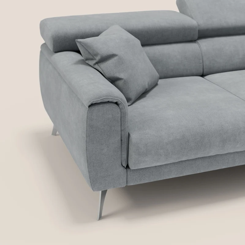 Caravaggio Canapé d'angle avec assises coulissantes en tissu doux imperméable T02 gris clair