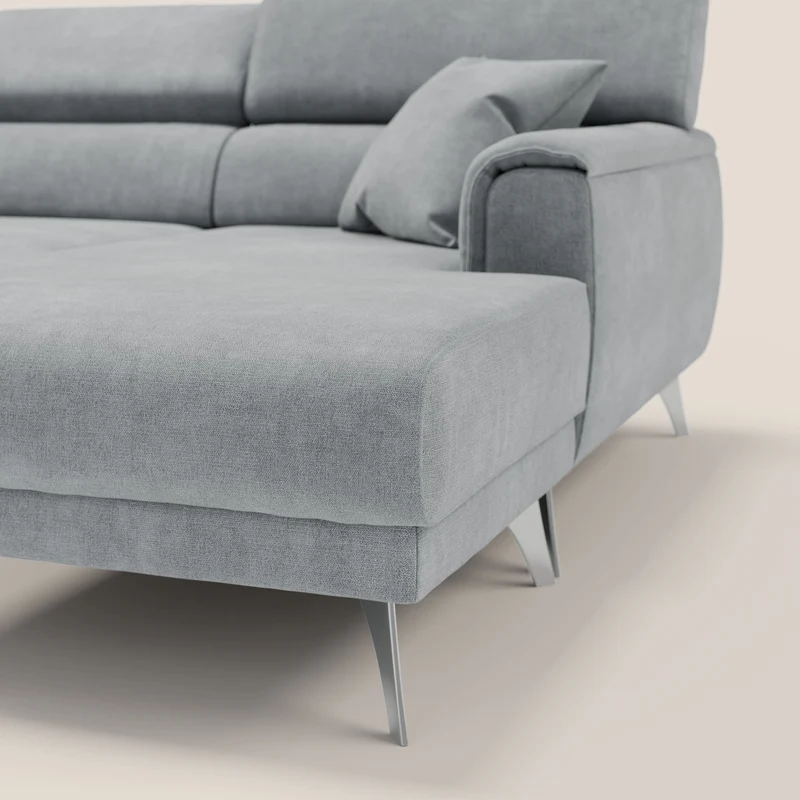 Caravaggio Canapé d'angle avec assises coulissantes en tissu doux imperméable T02 gris clair