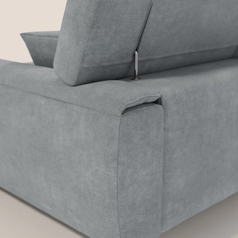 Caravaggio Canapé d'angle avec assises coulissantes en tissu doux imperméable T02 gris clair
