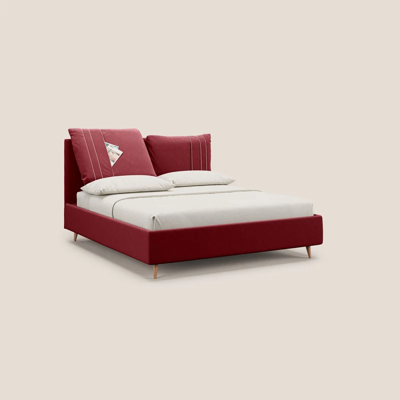 Nathan lit coffre avec coussins réglables et poches en microfibre velours imperméable T09 rouge