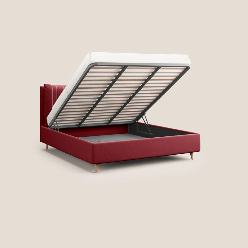Nathan lit coffre avec coussins réglables et poches en microfibre velours imperméable T09 rouge