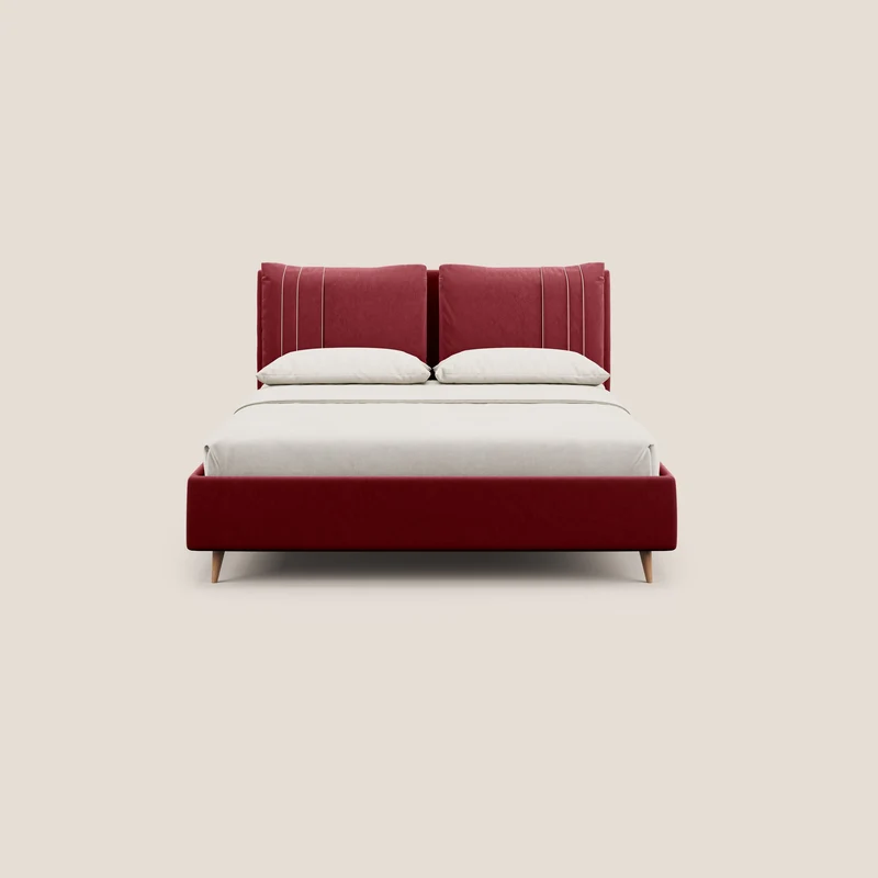 Nathan lit coffre avec coussins réglables et poches en microfibre velours imperméable T09 rouge