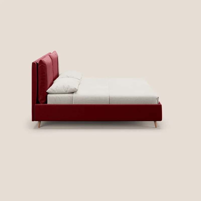 Nathan lit coffre avec coussins réglables et poches en microfibre velours imperméable T09 rouge
