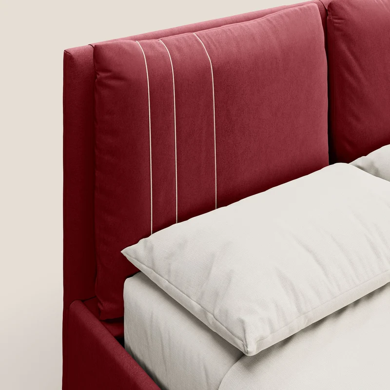 Nathan lit coffre avec coussins réglables et poches en microfibre velours imperméable T09 rouge