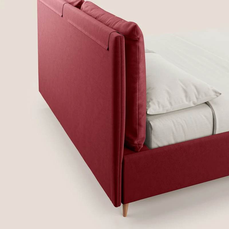 Nathan lit coffre avec coussins réglables et poches en microfibre velours imperméable T09 rouge