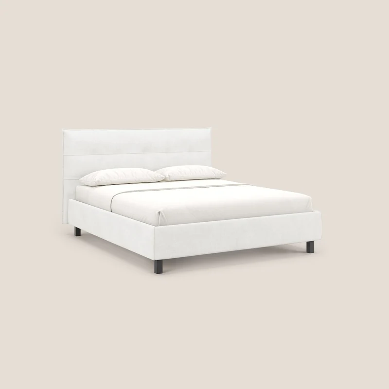 Liam lit coffre avec tête de lit capitonnée en tissu détachable T17 blanc