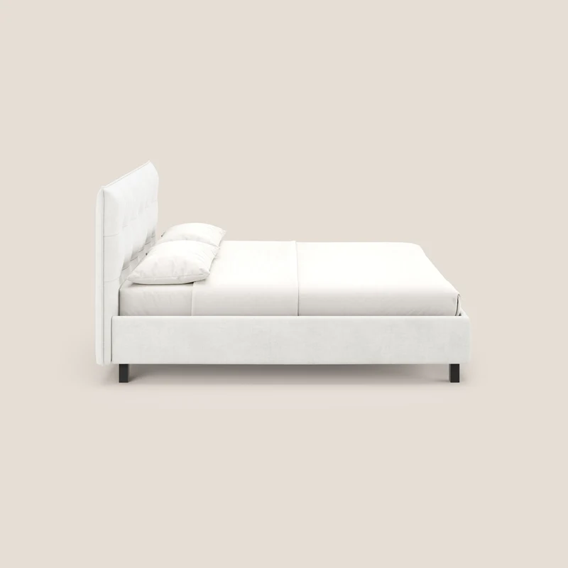 Liam lit coffre avec tête de lit capitonnée en tissu détachable T17 blanc