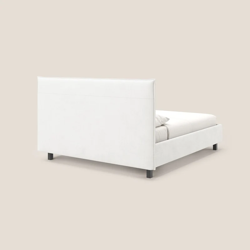 Liam lit coffre avec tête de lit capitonnée en tissu détachable T17 blanc