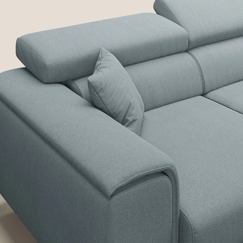 Fusion Canapé avec 3 assises coulissantes en tissu doux antitache T05 bleu gris