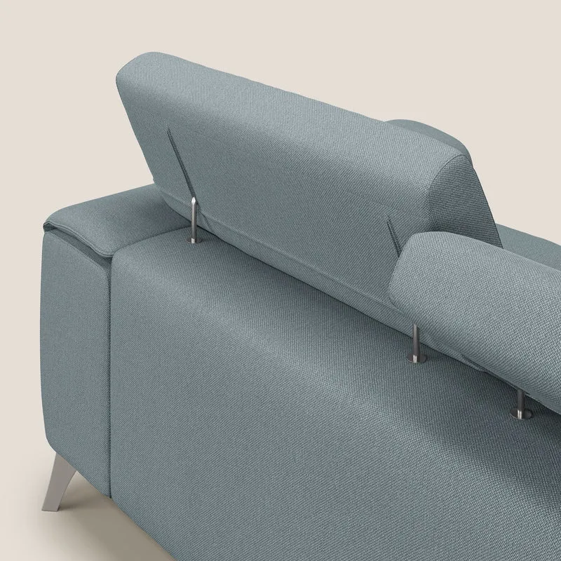 Fusion Canapé avec 3 assises coulissantes en tissu doux antitache T05 bleu gris