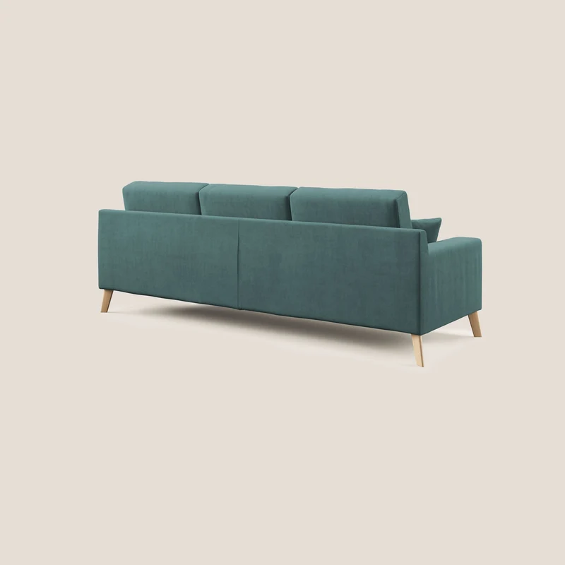 Danish canapé d'angle moderne reversible en tissu doux imperméable T02 bleu canard