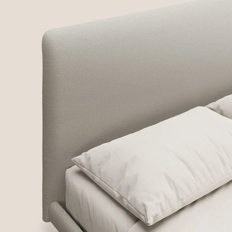 Noel lit minimaliste scandinave avec pieds foncés et tissu flammé imperméable T19 crème