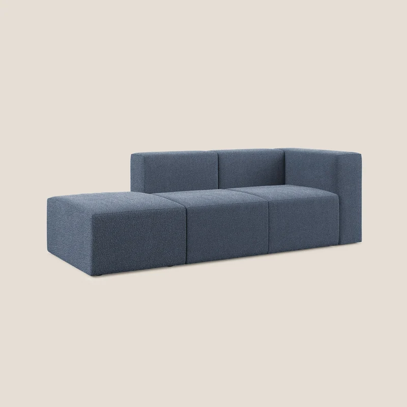 Nettuno canapé moderne modulable en bouclette douce T07 bleu