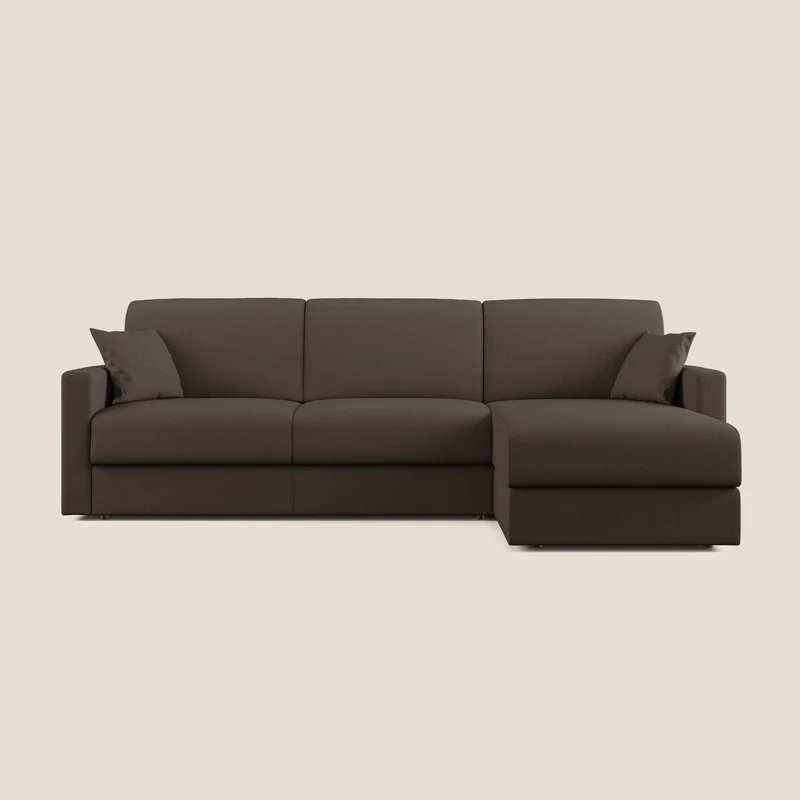 Chris Canapé d'angle 5 places en tissu imperméable T13 marron