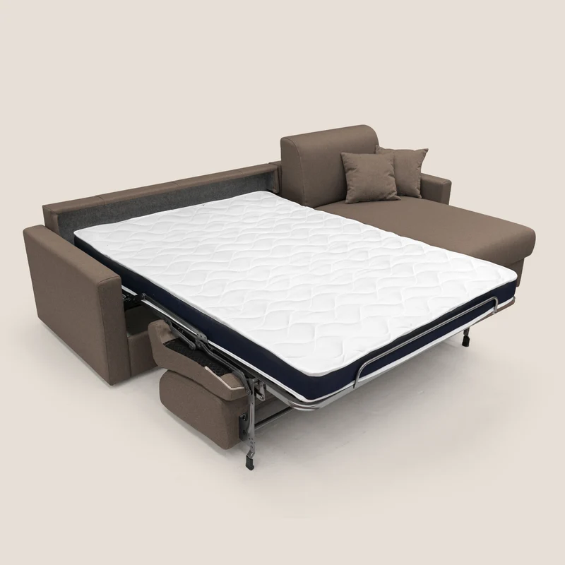 Chris Canapé d'angle 5 places en tissu imperméable T13 marron