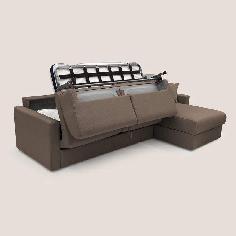 Chris Canapé d'angle 5 places en tissu imperméable T13 marron