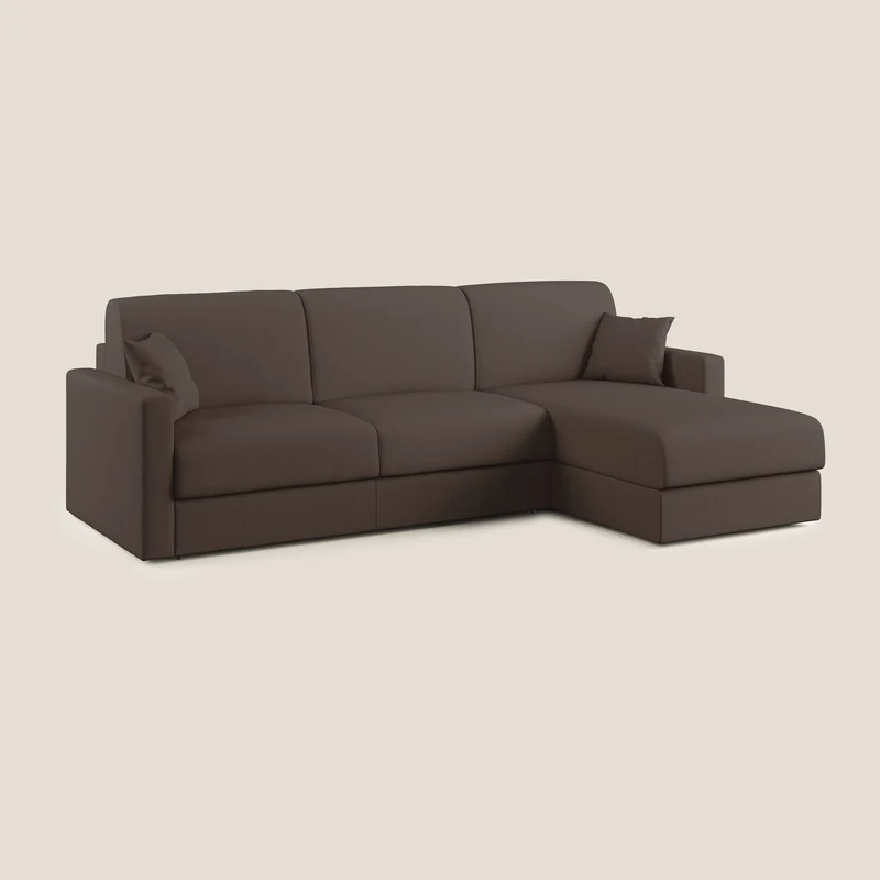 Chris Canapé d'angle 5 places en tissu imperméable T13 marron