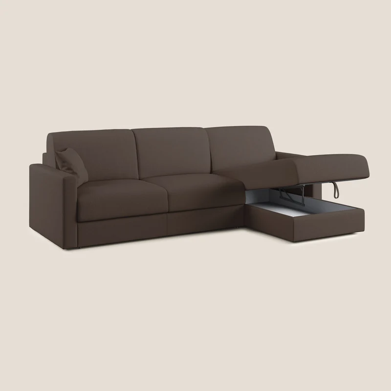 Chris Canapé d'angle 5 places en tissu imperméable T13 marron