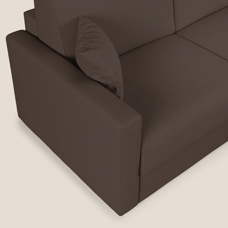 Chris Canapé d'angle 5 places en tissu imperméable T13 marron