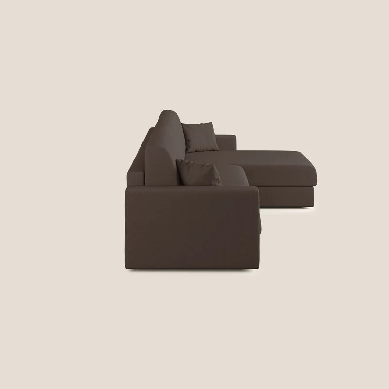 Chris Canapé d'angle 5 places en tissu imperméable T13 marron